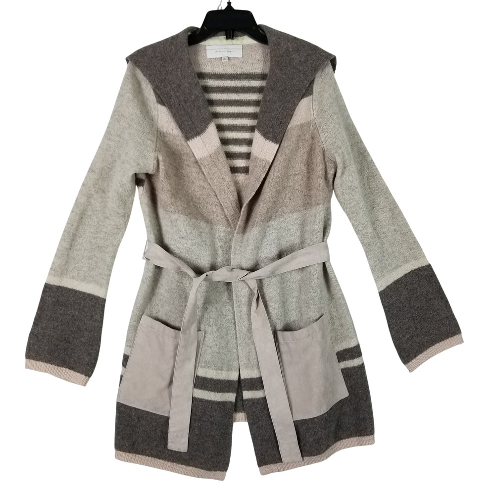 Angel of the North Cardigan Women S Gray Lambswool Belted Hooded Wrap Sweater